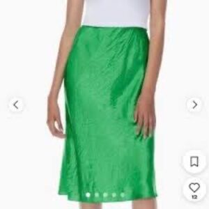 ARITZIA BABATON Slip Silky Satin Midi Skirt Elastic Pull On Emerald Green sz 4